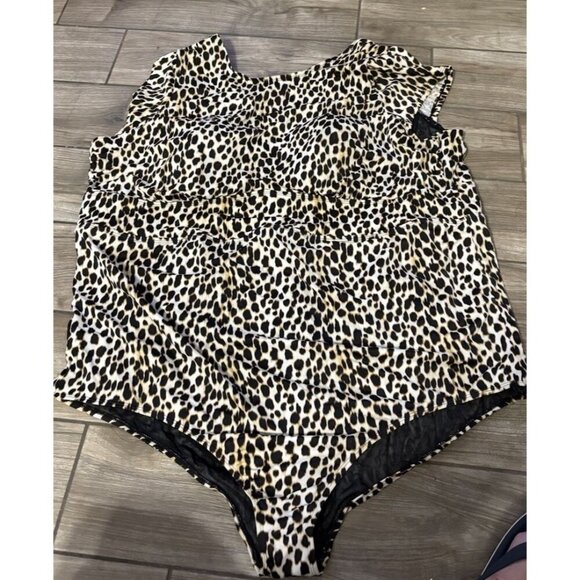 Torrid Swimsuit Size 6 Leopard Print Brown Black ONE PIECE NEW - Picture 1 of 6
